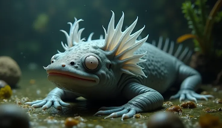  The Xochimilco axolotl is an amphibian endemic to Mexico that lives in the channels of Xochimilco : 
 
 Its scientific name is Ambystoma mexicanum and comes from Nahuatl axolotl ,  which means  "water monster". 
 
It is a caudate amphibian , that is to sa...