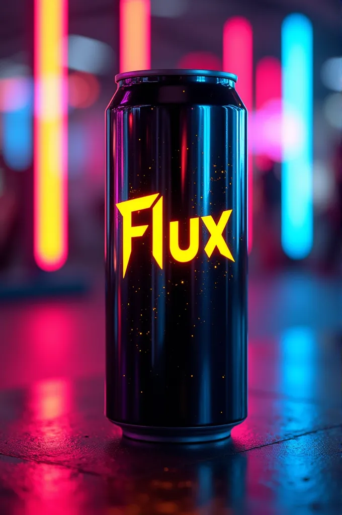 

"Create an image of an energy drink can with a modern and vibrant design. The can is metallic black, reflecting light in an elegant way, and features the name 'Flux' written in bright neon yellow letters on the front. The background environment should suggest a gym or workout space with neon lights and dynamic shadows to emphasize the idea of energy and movement. The composition should convey intensity and a sense of drive for workouts, with an urban and contemporary 

"Create an image of an energy drink can with a modern and vibrant design. The can is metallic black, reflecting light in an elegant way, and features the name 'Flux' written in bright neon yellow letters on the front. The background environment should suggest a gym or workout space with neon lights and dynamic shadows to emphasize the idea of energy and movement. The composition should convey intensity and a sense of drive for workouts, with an urban and contemporary touch."

