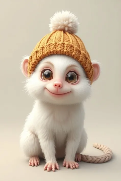 White tuff marmoset with beanie