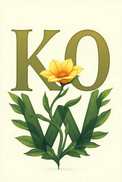 Stylized capital letters know, in which there is an image of a pea flower blooming with green leaves. 