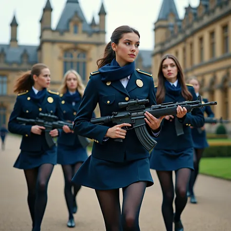 
In the near future military academies are high security institutions - restricted areas, heavily guarded by advanced electronic security systems and by armed female students, protecting their academy. Location of the requested scene is a british military ...