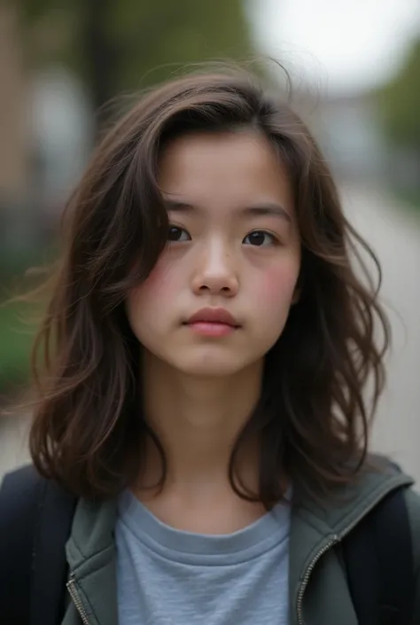 Face-to-face position leaving school ,wavy hair