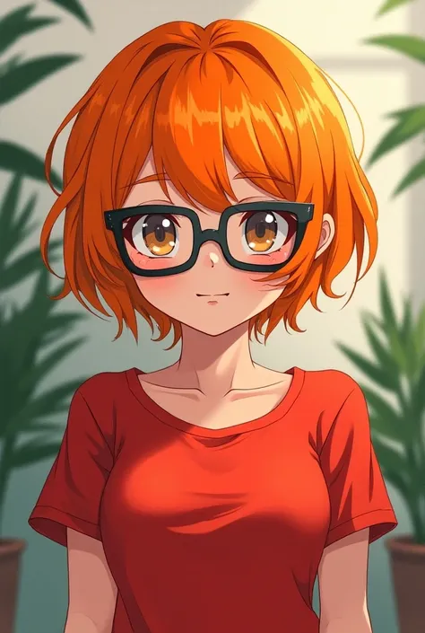  The girl in the picture has a drawing style that mixes elements of anime and comics ,  with a modern and geeky touch .

 Character Description :

hair: Orange and short ,  with a style that suggests a vibrant and energetic personality .
eyes: grandes y ex...