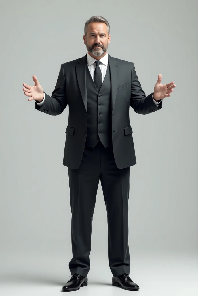 Man in a suit with his hands pointed to the side( best quality )