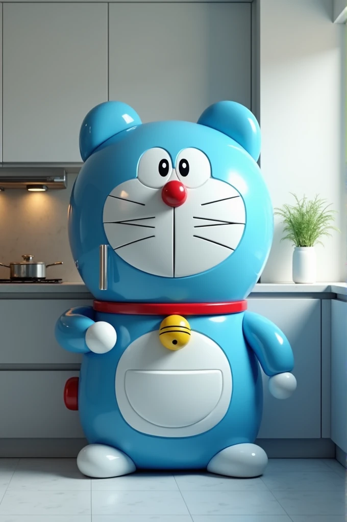 Doraemon Face-Shaped Blue Refrigerator