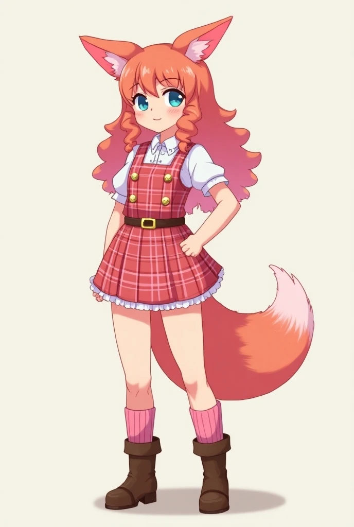 
Species = Adult Semi-human fox [ human except for the ears and tail of a fox ]
eyes = Azules
Hair  = rosa, long,  curly
Characteristics  = human appearance,  pink fox ears , fluffy fox tail,  rosy cheeks , pale skin,  small nose ,  sharp canines
Outfit  =...