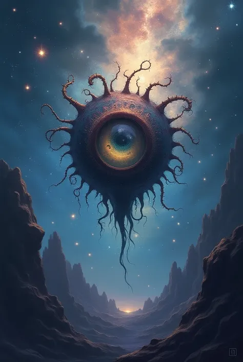 Cosmic galaxy sided D&D beholder