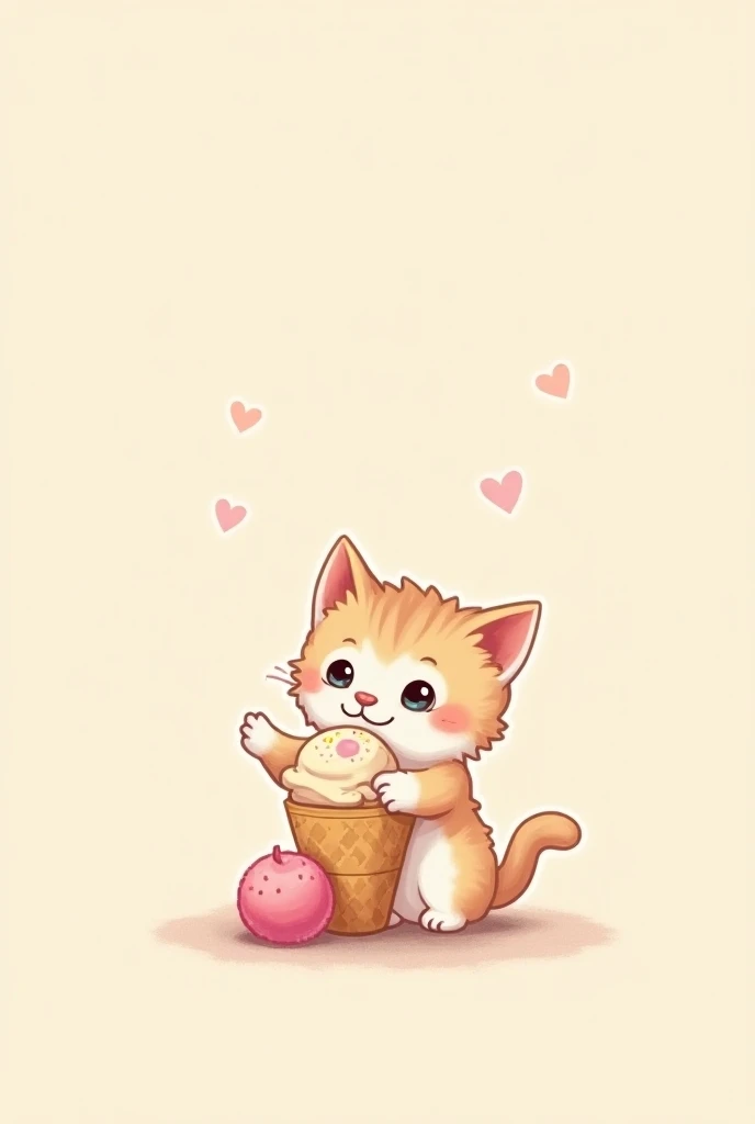 Create an ice cream and kitten logo