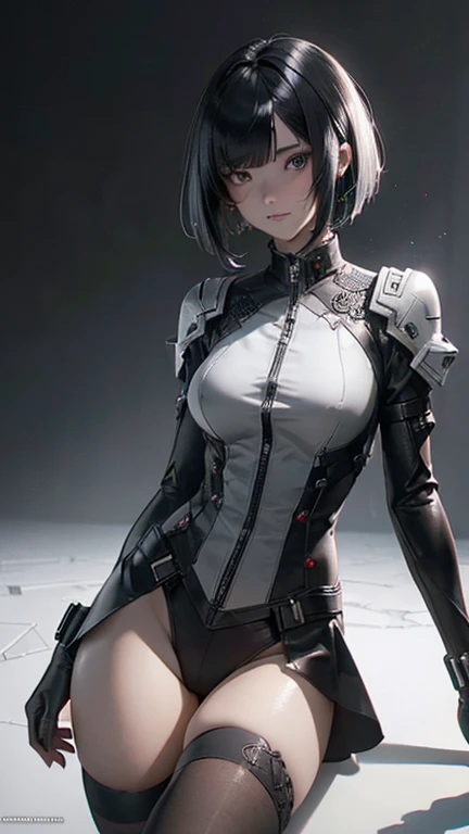 ((top-quality)), (((​masterpiece)), (  Details: 1.4), 3d, Beautiful Cyberpunk Woman Image,  bob cut from the front, Ripped black tights, Leather clothing, electromechanical,  NFFS W  ( high dynamic range ), Ray tracing, NVIDIA,  super resolution, Unreal 5,...