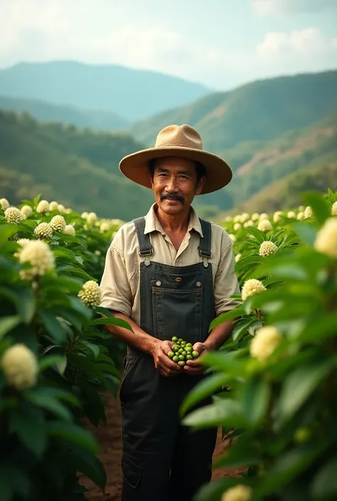 Give me an image where there is monitoring the cultivation of coffee 