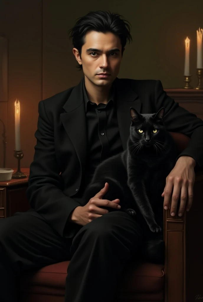 Charles Boudelaire with his black cat