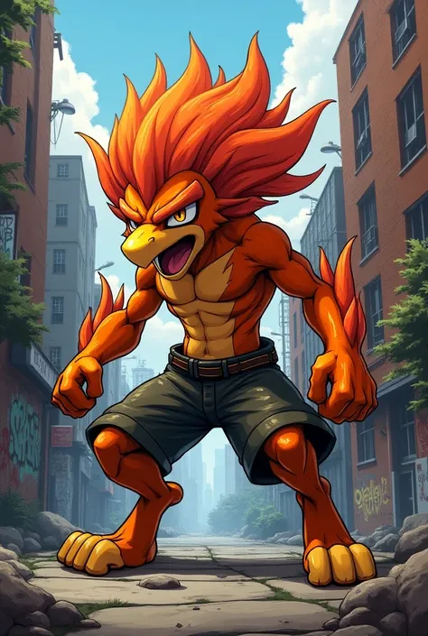 I would like you to give me an image of a street-style Pokémon infernape with an urban flow 