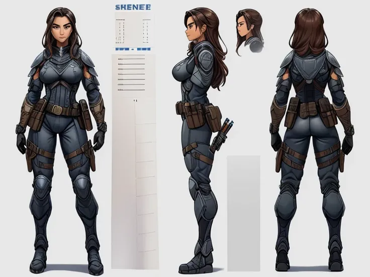 ((Best Quality)), ((Masterpiece)), ((Realistic)) 27-year-old, Navajo woman, neck length hair, confident smirk, (Tanned Bronze Skin), (small breasts), (Athletic Physique), ((( gray tactical suit, armored pieces, armored adjacents, gloves, utility belt, Hols...