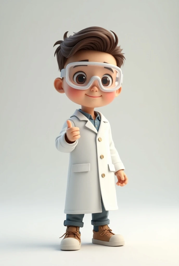 Scientist boy greeting us in 3D without background