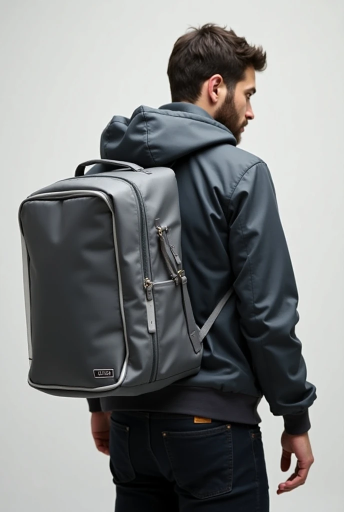 Product: "evo"  - Smart Modular Wearable for Daily Life
Concept : evo es una prenda de vestir modular y tecnológica que permite a los usuarios integrar diferentes dispositivos y funciones en su ropa diaria.  This is a modular jacket or backpack with a coup...