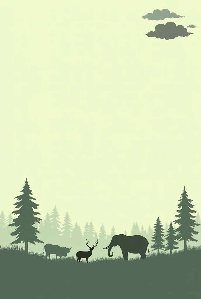 Simple Forest Silhouette

1. Background Color: Start with a light green or pale brown base color to represent nature and earth.


2. Forest Border: Draw a simple line of tree silhouettes along the bottom edge of the page. You can keep the trees in a dark s...