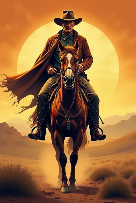 Affiche western année 50. Cowboy sur cheval