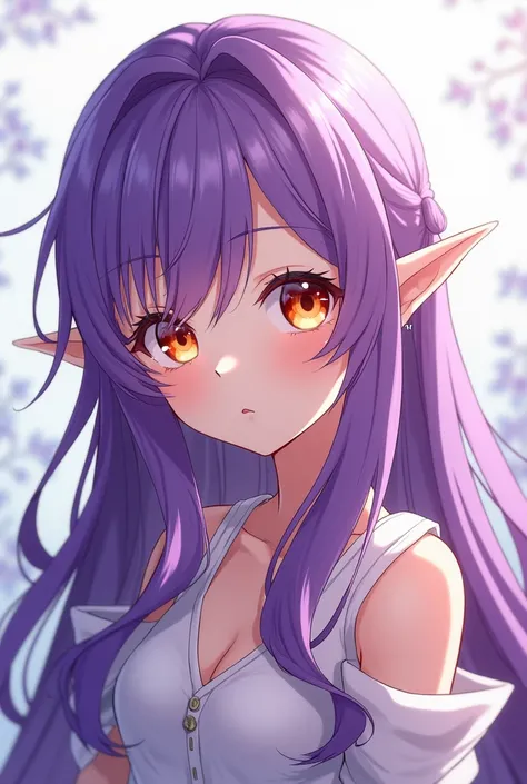 Fictional anime girl long purple hair anime Nanatsu no Taizai elf orange eyes 2D