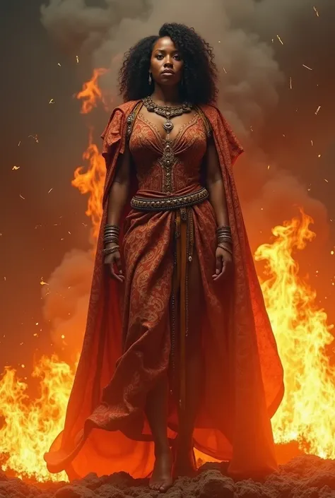 Black woman on top of the fire