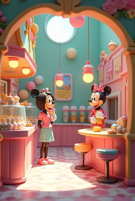 Create a Disney-themed ice cream shop, inside