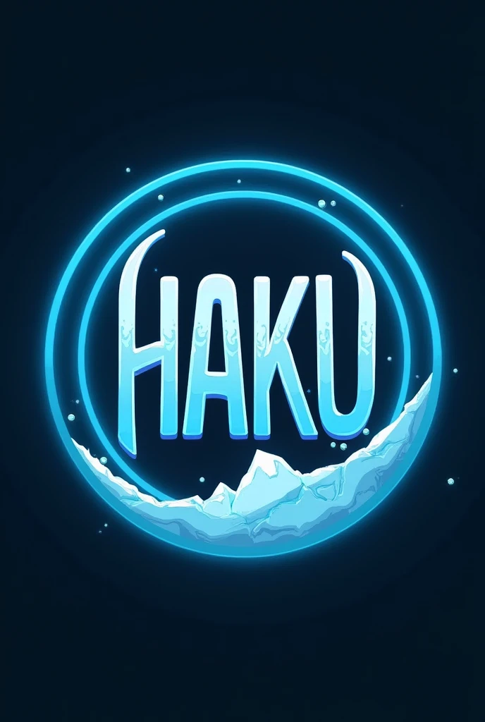 Make me a logo that says HAKU and that 
 It is enclosed in a circle, Let it be the color blue is for a brand of frozen Martians of cocktails 