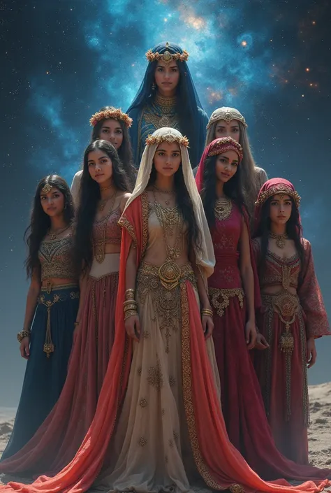 7 arabian girl in 1 frame background space