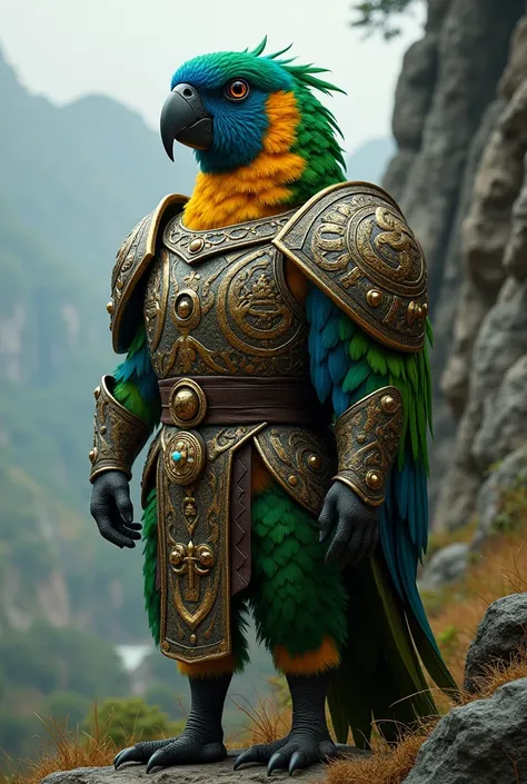 Peruvian parrot in war armor 
