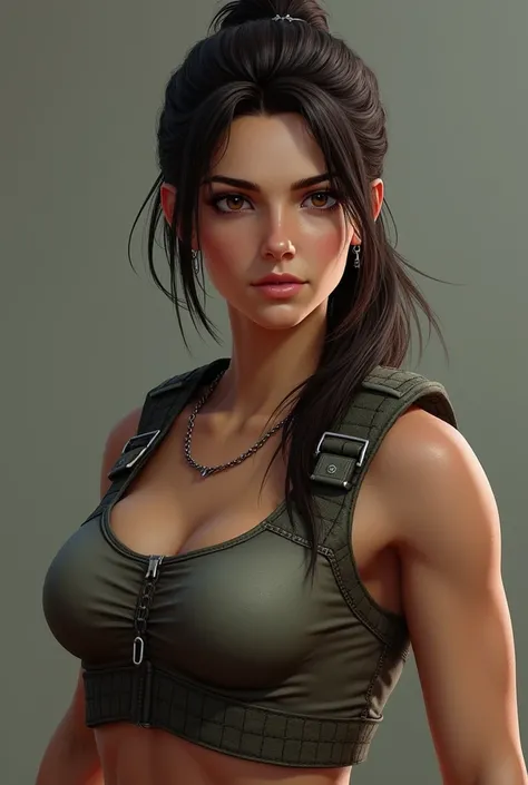 Helena Walker, one of the main characters in the ARK series: Survival Evolved in a distinct appearance .  She is a fair-skinned woman ,  with dark brown hair usually tied in a ponytail She has brown eyes and a determined expression