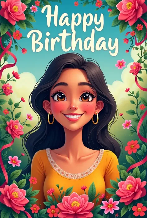 Poster where you can read Happy Birthday Nohelia Lourdes Zeta Chunga 