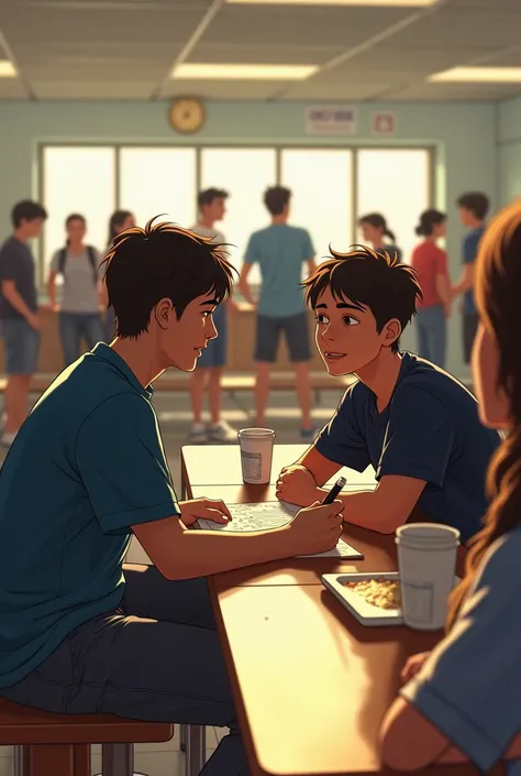 Title: Finding My Place

Setting: A high school cafeteria during lunch. Charlie sits at a table, observing his classmates while writing in his journal.

Patrick: (sitting down across from Charlie) “Hey, mind if I join you?”

Charlie: (surprised) “Uh, sure....