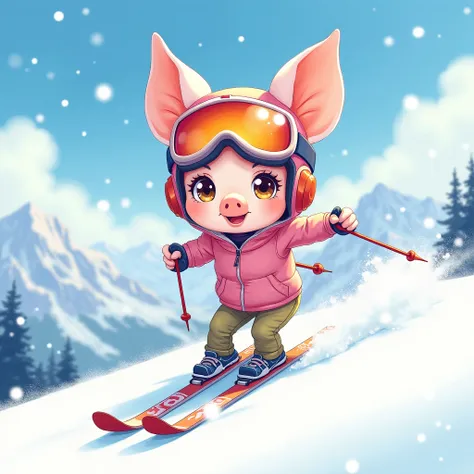 Delicate anime watercolor, anthropomorphic pig girl ski jumping, dynamic angle, skis, goggles, ski jump helmet,

Anthropomorphic pig girl ski jumping, dynamic angle, skis, goggles, ski jump helmet, intricate details, whimsical, dreamy, (highest quality, 4k...