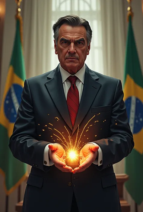 President Jair Bolsonaro holding a bomb