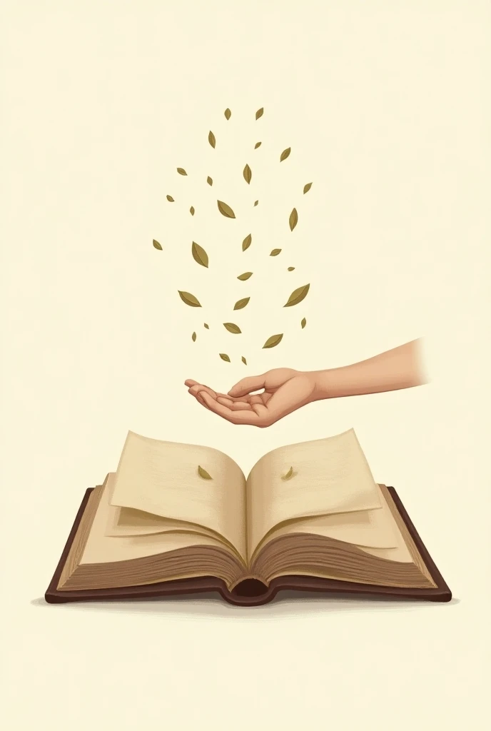 Logo containing a Hand throwing seed inside an open book
