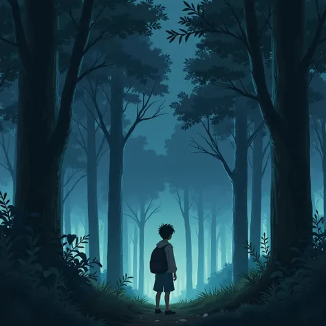 a man in a forest with storms, Studio style Ghibli anime , hands down,  porn movie .