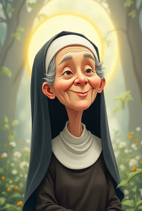 a cartoon of an enlightened old nun