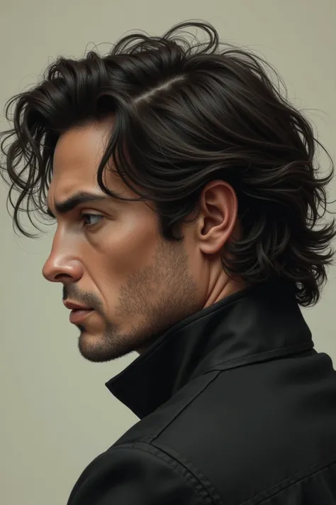 Wavy haired man with face in profile
