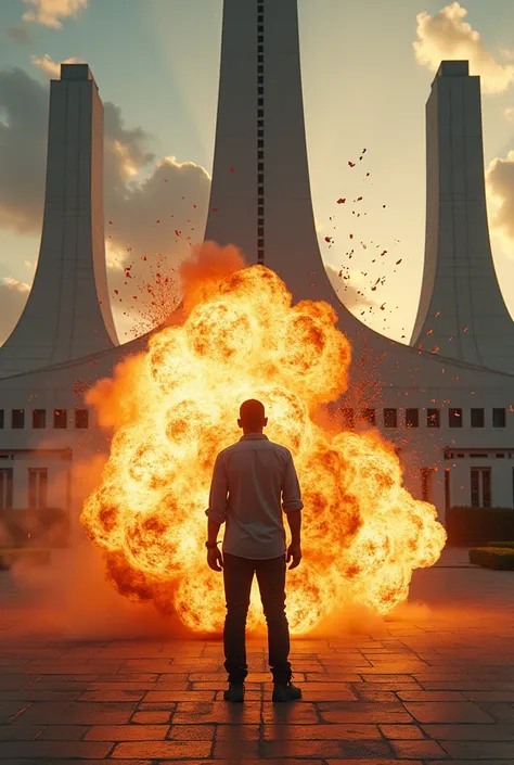 A man exploding himself in the Square of the Three Powers in Brazil