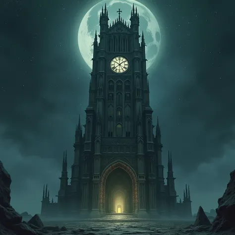 Big Clock tower ,like dark souls game , space High Resolution, Masterpiece, Accurate, Anatomically Correct, High Details, HD, High Quality, 