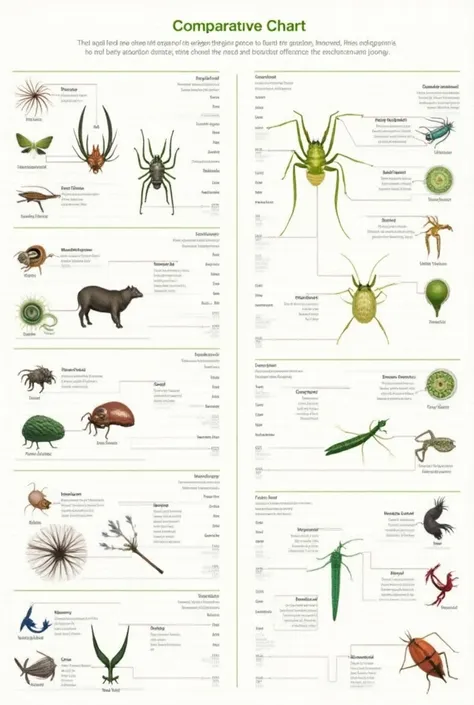 Make a chart picture about similarities and differences about various organism 