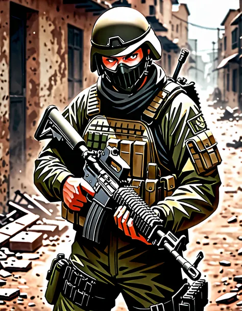 mercenary with an M16 rifle