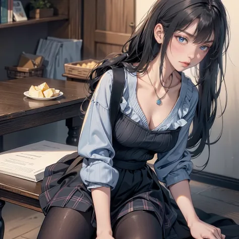 sfw, masterpiece, Best Quality, High resolution, detail hands, detail fingers, detail face, detail leg, perfect lighting, (1girl, solo, detail girl, 20 years old girl), cute girl, (black hair, Twintail Hair style , Gray eyes, Small breast), (black ribbed s...