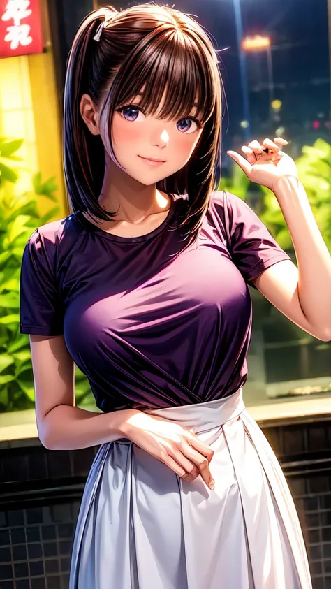  Hi-Res,In 8K,Best Quality,  Details,Semi-real anime ,3D anime style, smooth animated CG,One girl, Japanese 20 year old woman sucking left breast ,slim,Modeling, shiny maroon hair, Medium Hair ,  detail face ,  more beautiful and delicate eyes than keelthe...