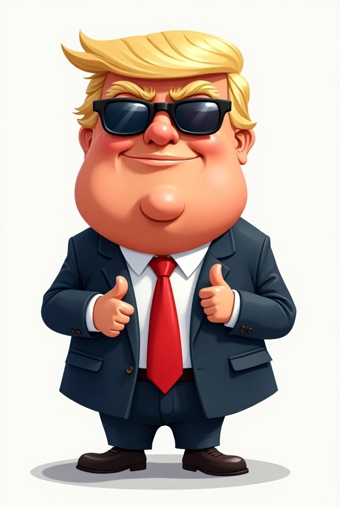 cartoon trump in sunglasses, with thumbs up