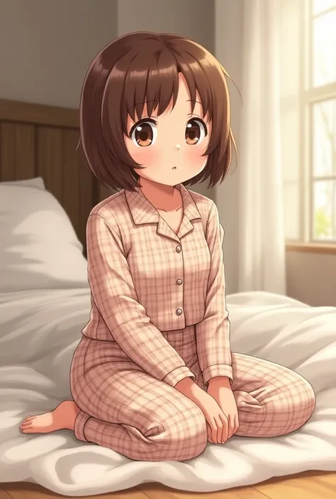 Ochako Uraraka as a  girl in 20th-century pajamas