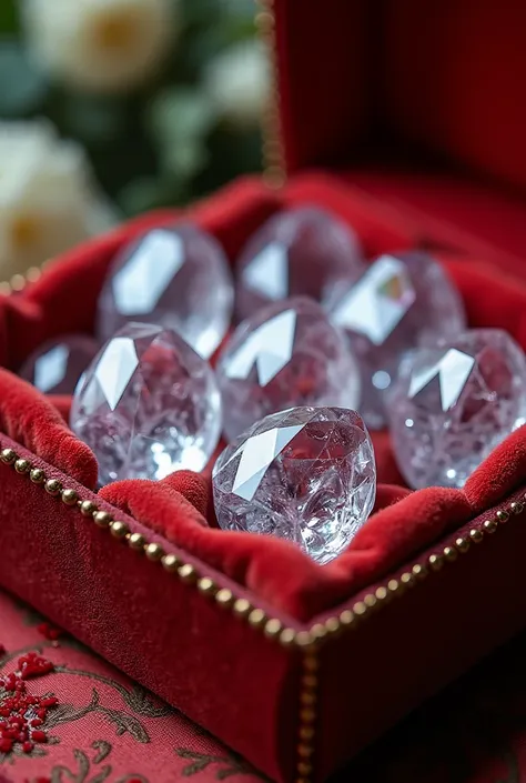 Large zirconia stones placed in a luxurious cloth tray