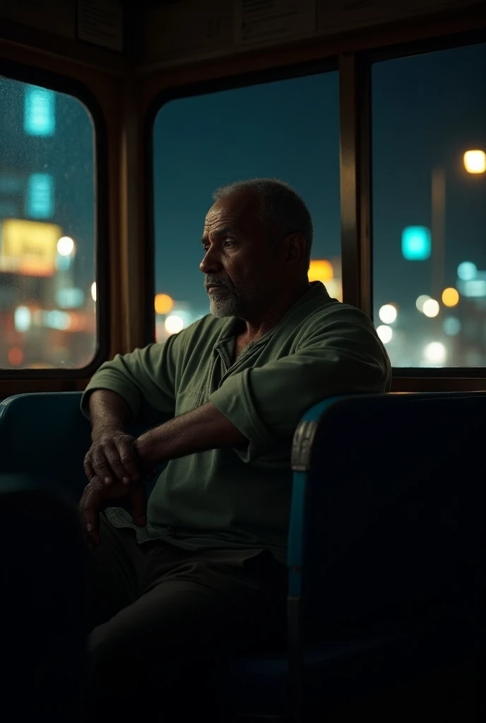 The fisherman is inside a night bus back home in the city of Mombasa