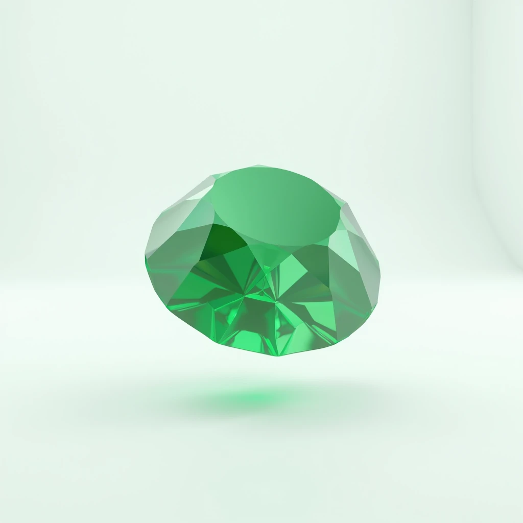 Green diamond, one grain, white background