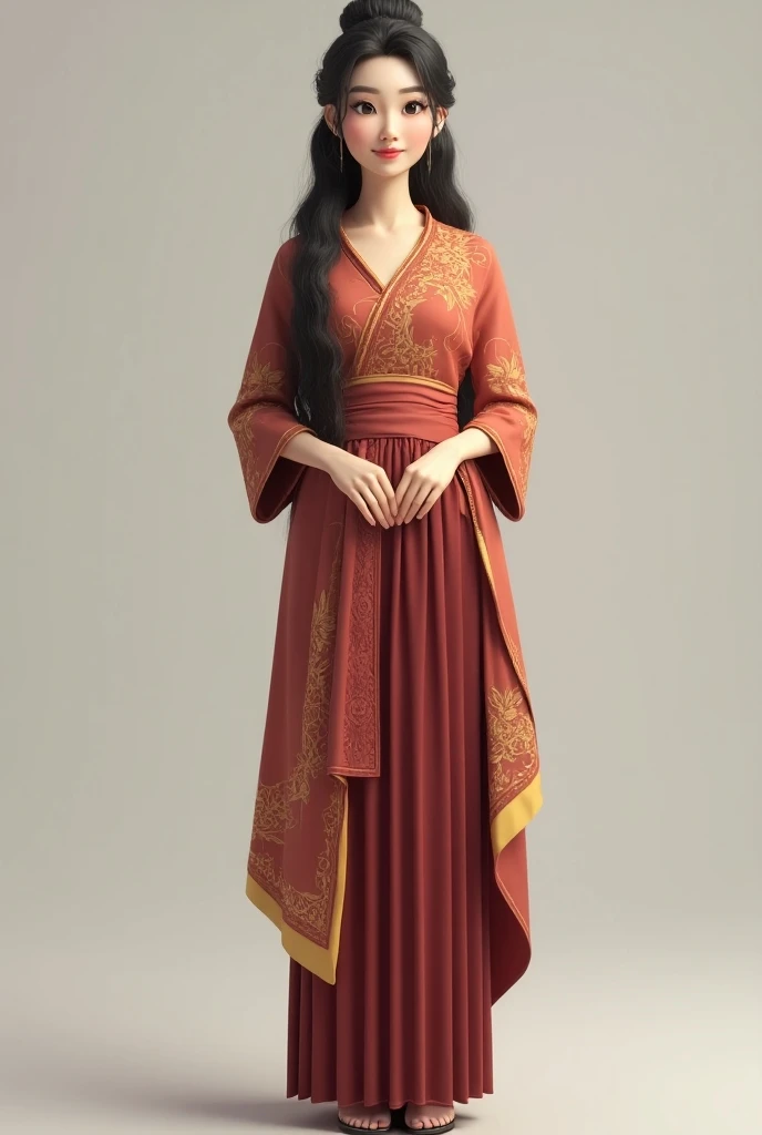 a malaysian woman wearing traditional clothes 3D model full length body 