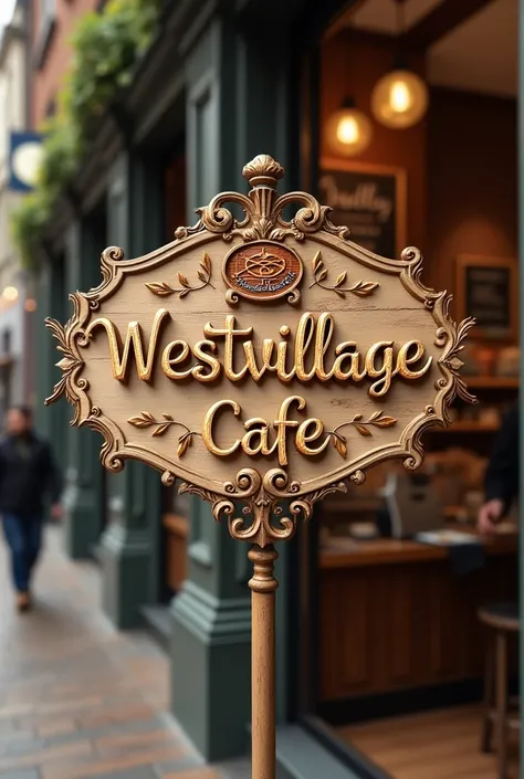 Create a store with a 3d logo written by Westvillage Cafe with the bakery theme 