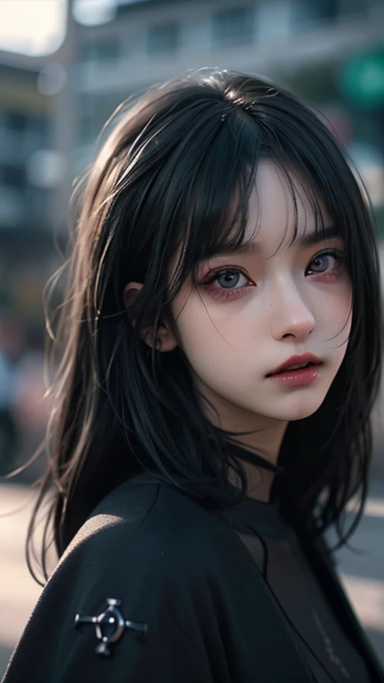 great rendered, 8k,  obra maestra , Ultra Quality, Beauty: 1.2,  PROFESSIONAL ILLUSTRATION : 1.1, Super detailed: 1.3, Ultra-bright,  very detailed, (Dark light detail)  1 girl, 
 _ puncture iris heterochromia with red eyes and yellow eyes